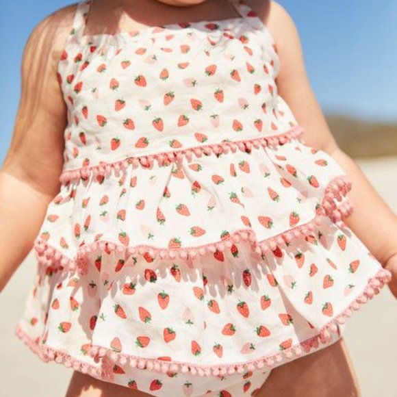 Baby Boden Other - * SOLD * BABY BODEN GIRLS STRAWBERRY PLAYSUIT SIZE 12-18 M